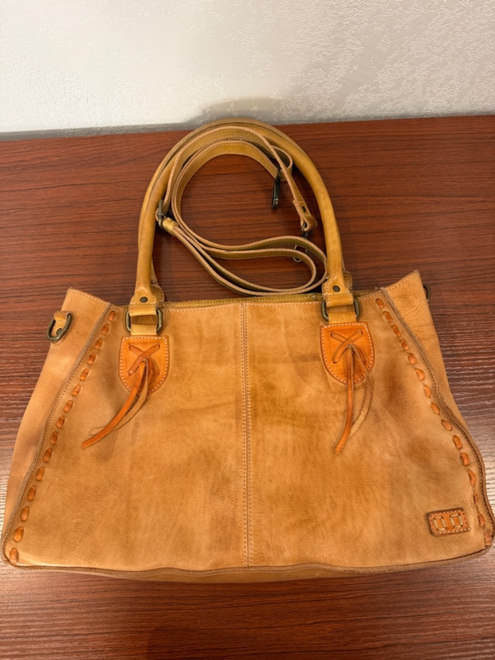 Bed Stu Leather Tote Handbag in Tan